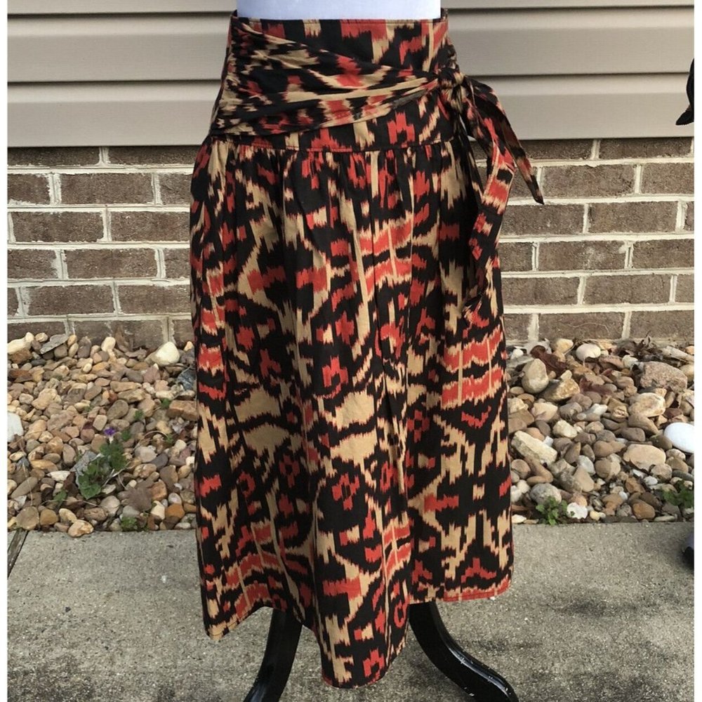 Jones‎ New York Womens Size 6P Ethnic Print Cotton Skirt Orange Brown Tan